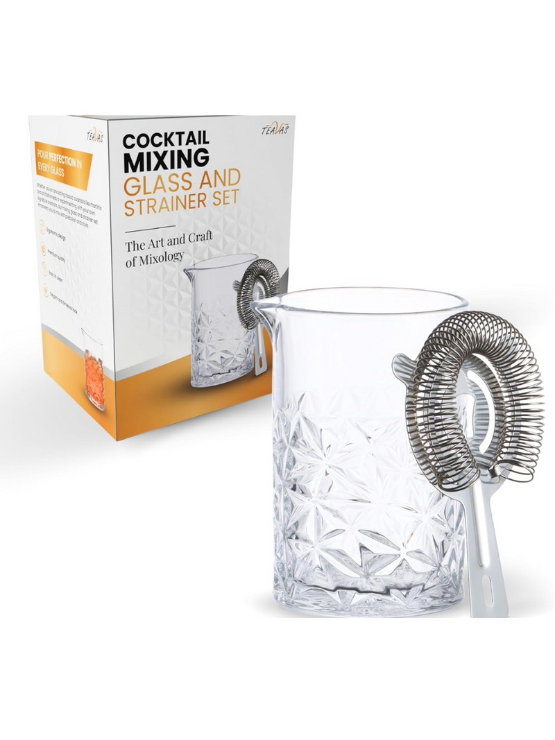 Strainer Pitcher Glass | Cocktail Mixing Glass | TEAVAS